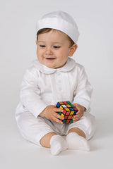 Royal Pintuck 2-Piece Christening Romper & Hat Set