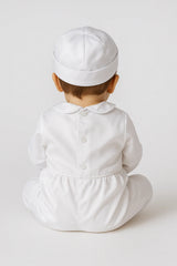 Royal Pintuck 2-Piece Christening Romper & Hat Set