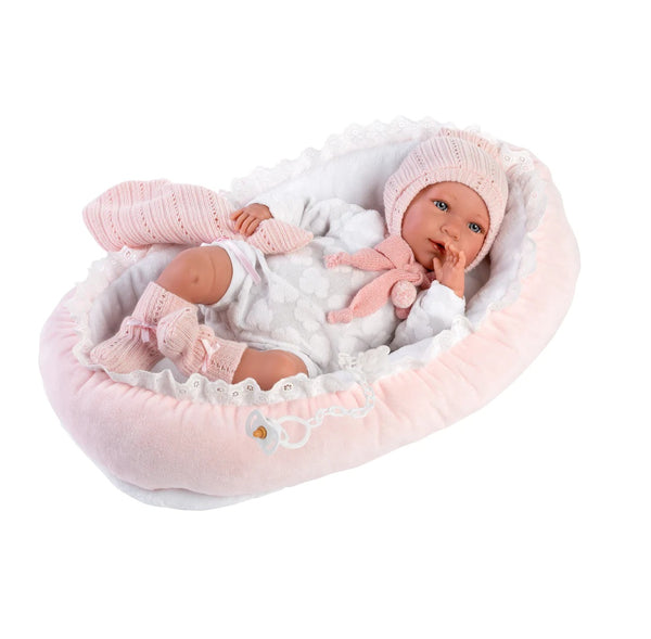 LLorens Mimi Crying Baby Doll With Nest 74088