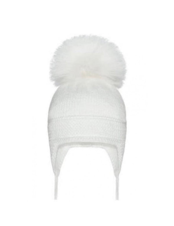 Kinder Boutique White Faux Fur Pom Pom Hat AX316/F