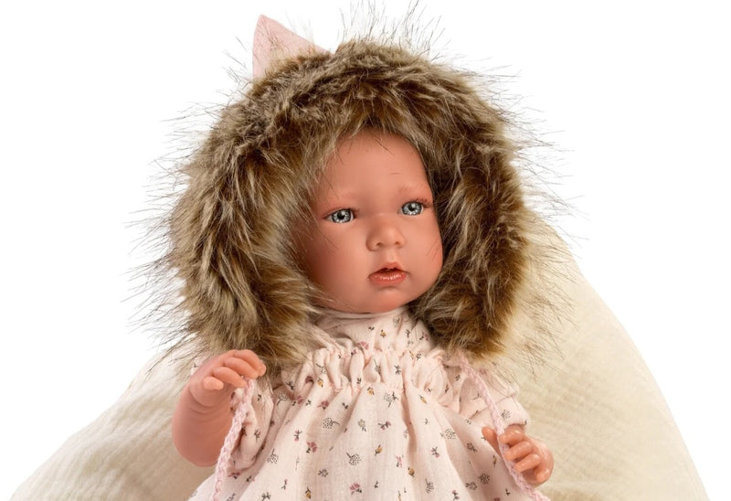 LLorens Mimi Fur Hat Crying Doll 74022