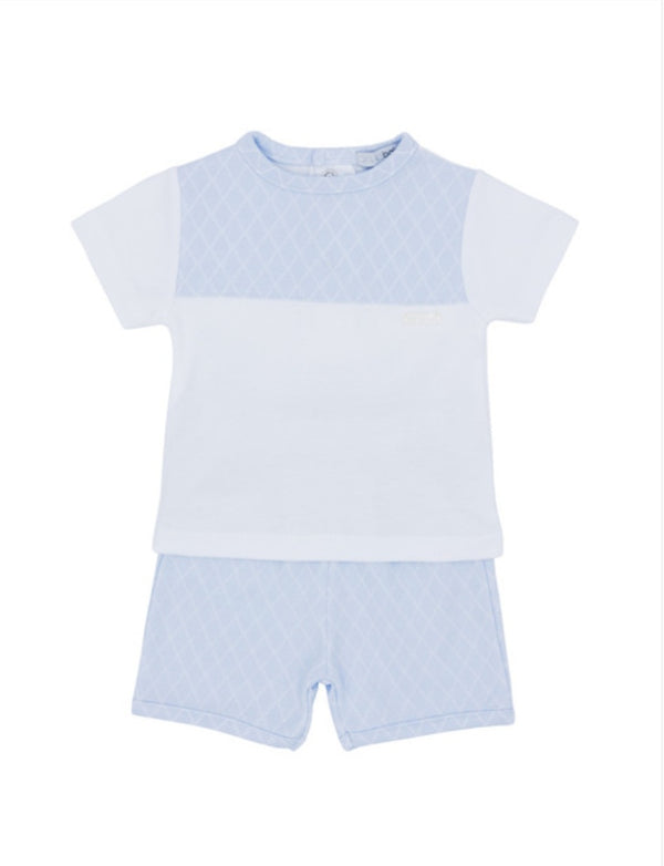 Blues Baby Blue & White Diamond T-Shirt & Short Set BB1200