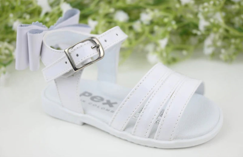 Pex Sasha White Patent Bow Back Sandals