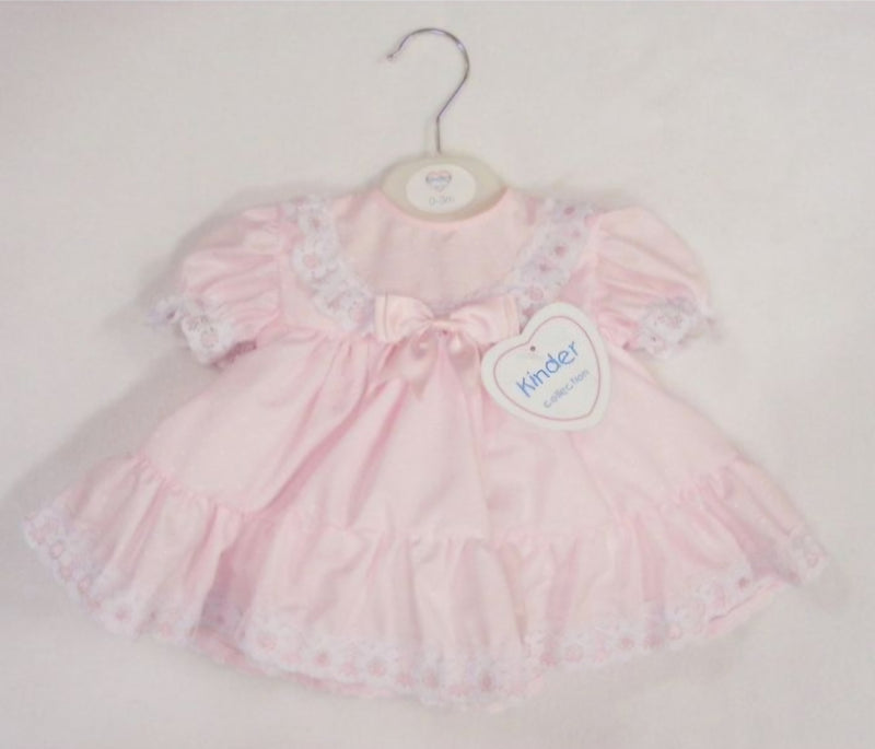 Kinder Dobby Spot Dress With Daisy Lave Trim