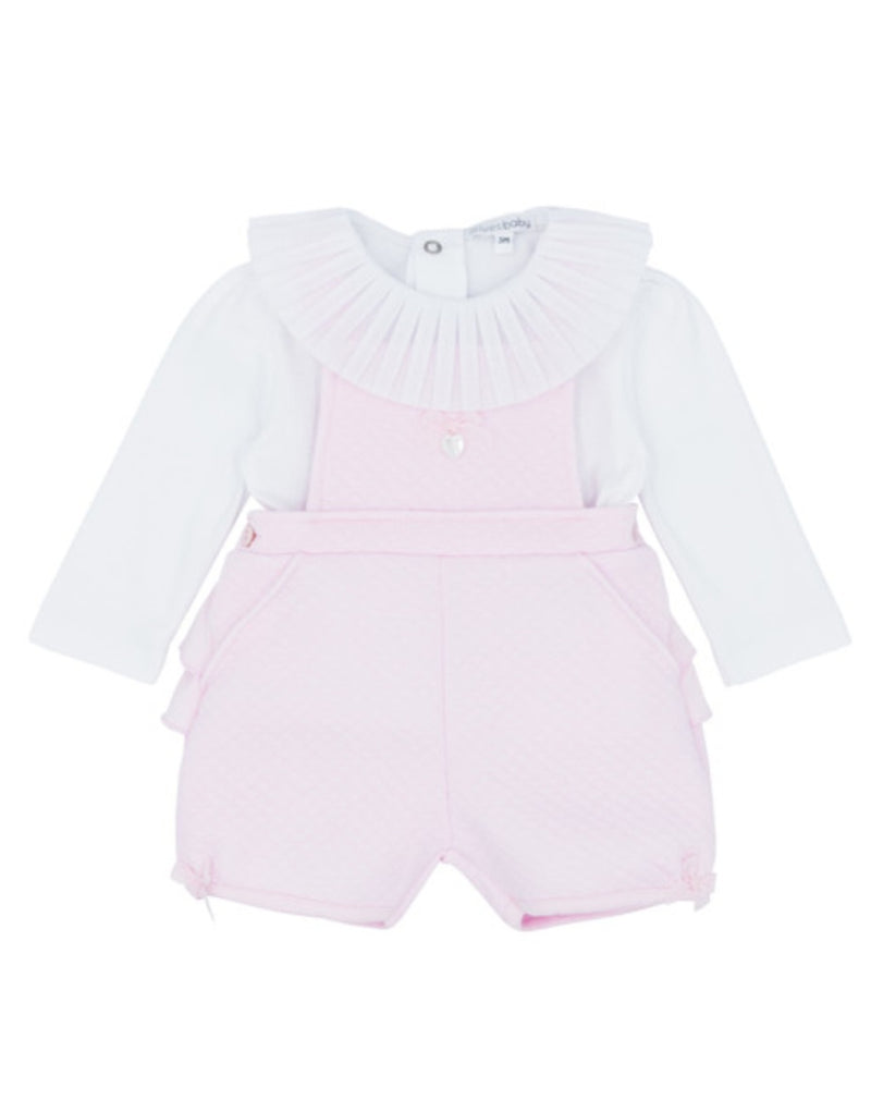 Blues Baby Pink Ruffle Short Dungaree Set BB1700