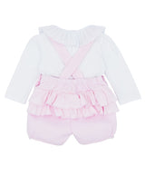 Blues Baby Pink Ruffle Short Dungaree Set BB1700