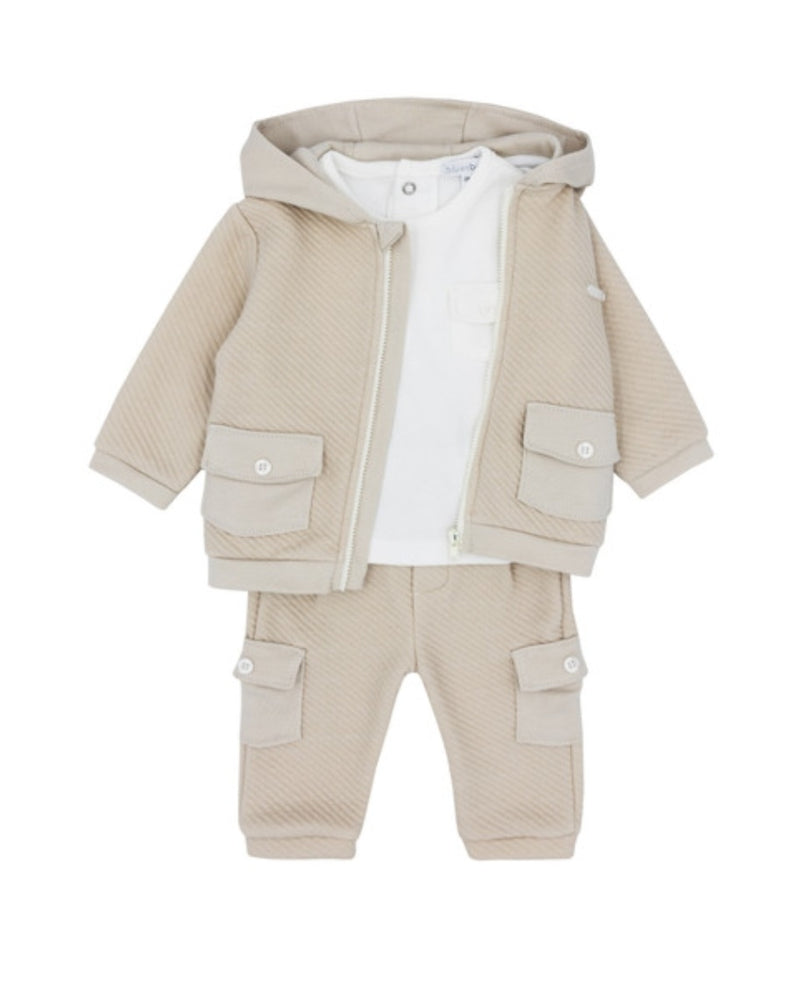 Blues Baby 3 Piece Beige Hooded Cargo Set BB1639