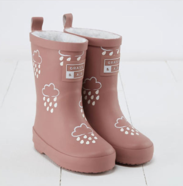 Grass & Air Orchid Rose Colour Change Fleece Lined Wellies GA309