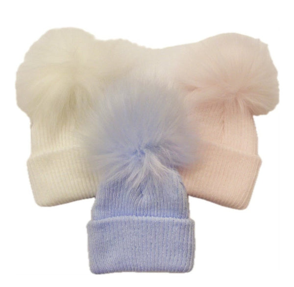 Kinder Boutique Ribbed 1st Size Single Pom-Pom Hat CT90