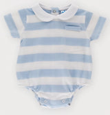 Sardon Waffle Blue & White Striped Romper 502