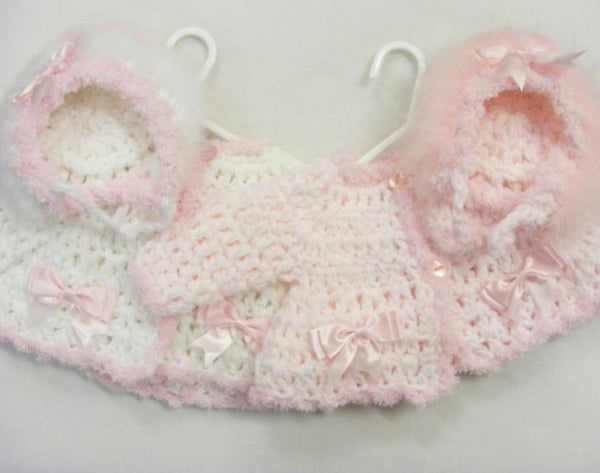 Crochet Bonnet & Cardigan Set 0-3 Months