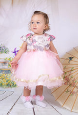 Beau Kid Dusky Pink Floral Bodice & Tulle Occasion Dress 27104