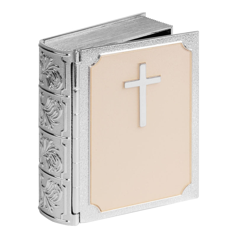 Silver Plated & Cream Epoxy Bible Trinket Box