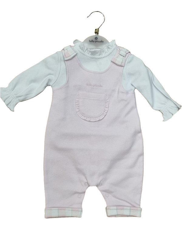 Tutto Piccolo Pink All In One Frill Pocket Dungaree Set 8285W24