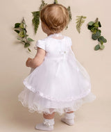 Baby Girls White Tulle Christening Dress Set - Faith
