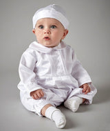 Royal Pintuck 2-Piece Christening Romper & Hat Set