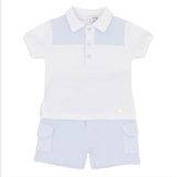 Blues Baby Malo White/Blue Waffle Polo & Shorts Set BB3040A