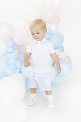 Blues Baby Malo White/Blue Waffle Polo & Shorts Set BB3040A