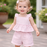 Pastels&Co Rowan Pink Gingham Top & Short Set PA-804G