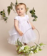 Baby Girls White Tulle Christening Dress Set - Faith