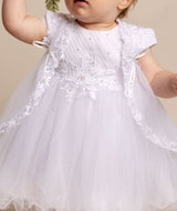Baby Girls White Tulle Christening Dress Set - Faith