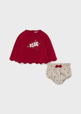 Mayoral Baby Girls Red flower knit top & jam pant set