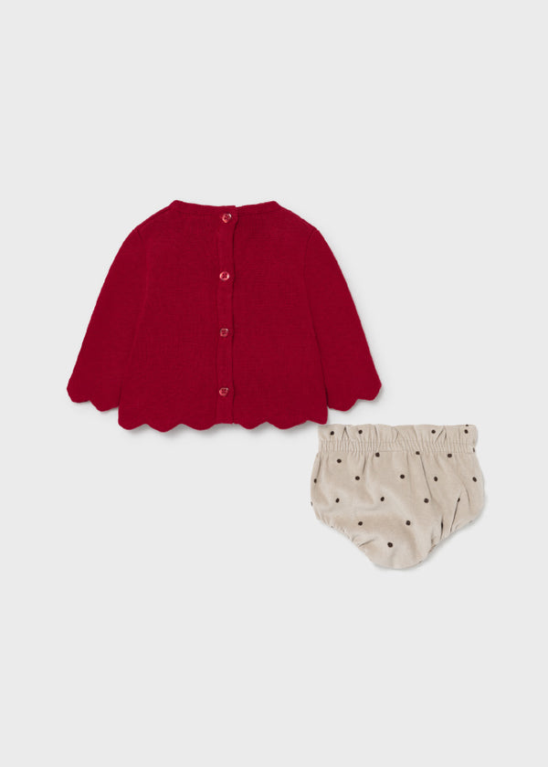 Mayoral Baby Girls Red flower knit top & jam pant set 2224