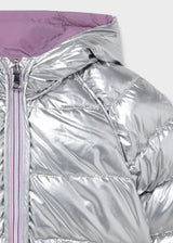 Mayoral Toddler Girls silver/lilac reversible padded jacket 2441