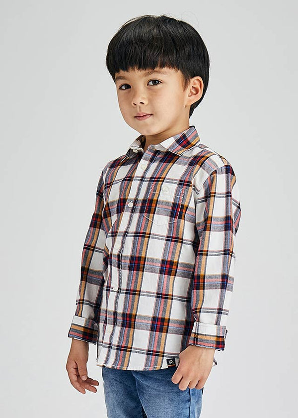 Mayoral Boys red/taupe checked shirt