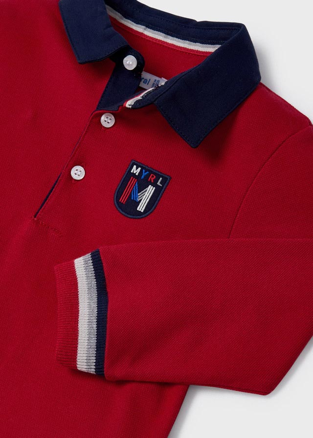 Mayoral Toddler Boys Red Long Sleeve Polo 2154