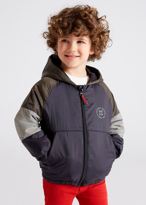 Mayoral Boys Fleece Lined Hooded Jacket With Built In Back Pack 4459