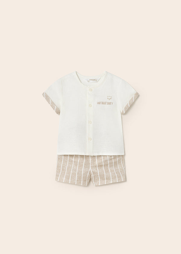 Mayoral Baby Boys Natural Linen Shirt & Shorts Set 1264