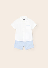 Mayoral Toddler Boys Grandad Collar Shirt & Short Set 1295