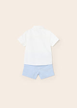 Mayoral Toddler Boys Grandad Collar Shirt & Short Set 1295