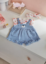 Mayoral Baby Girls Apricot Heart Bib Shorts Set 1606