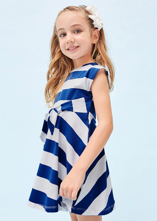Mayoral Girls Blue Striped Dress 3945