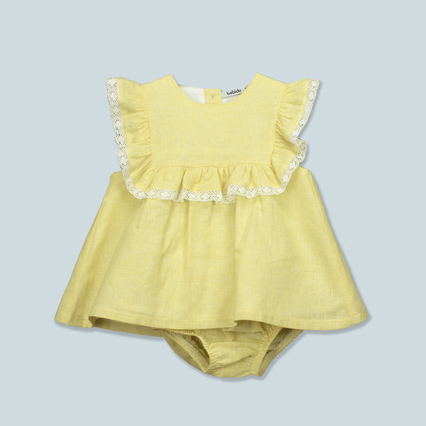 Babidu Ninfa Lemon Linen Dress & Pants Set 44495