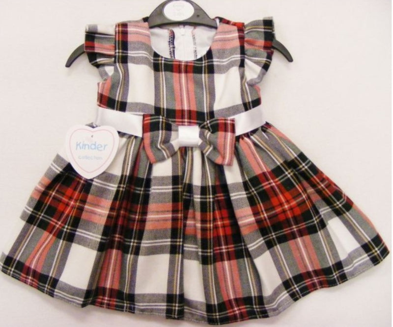 Kinder White/Red Tartan Dress K3020