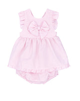 Blues Baby Pink Bow Stripe Dress & Pant Set BB0690