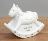 Bambino By Juliana White Resin Rocking Horse Bank