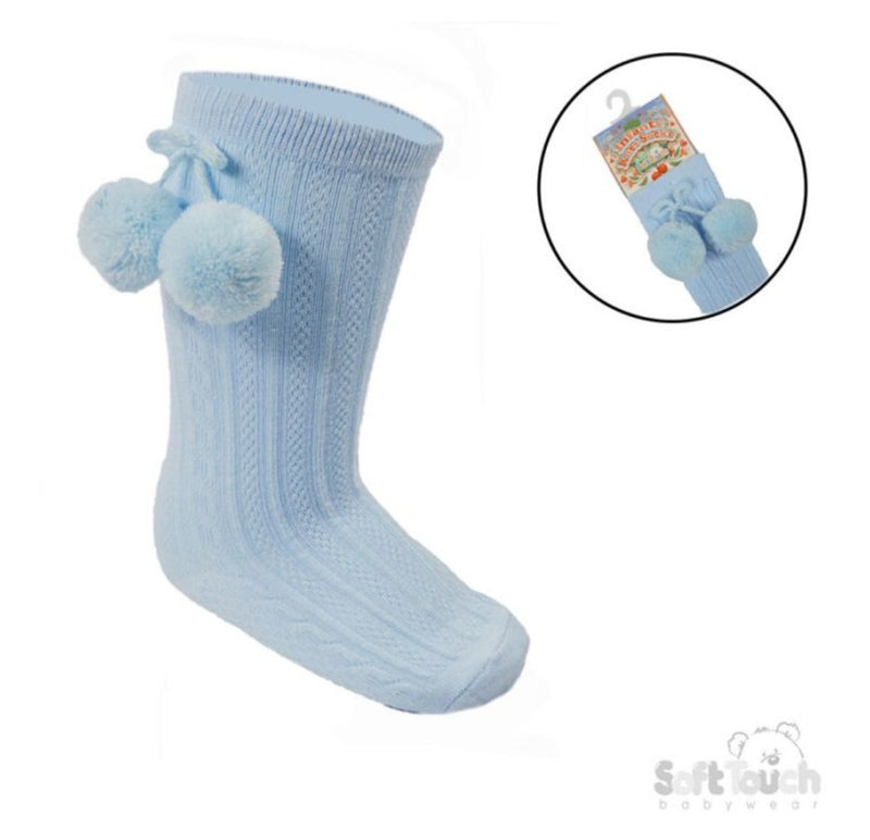 Soft Touch Knee Length Pom Pom Socks S355