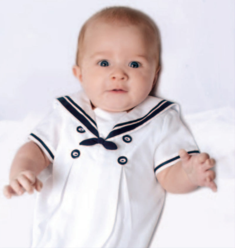 Sarah Louise baby boys sailor romper with hat C6002